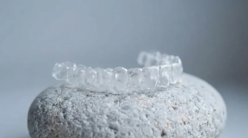 Transparente Halteschiene auf einem Stein